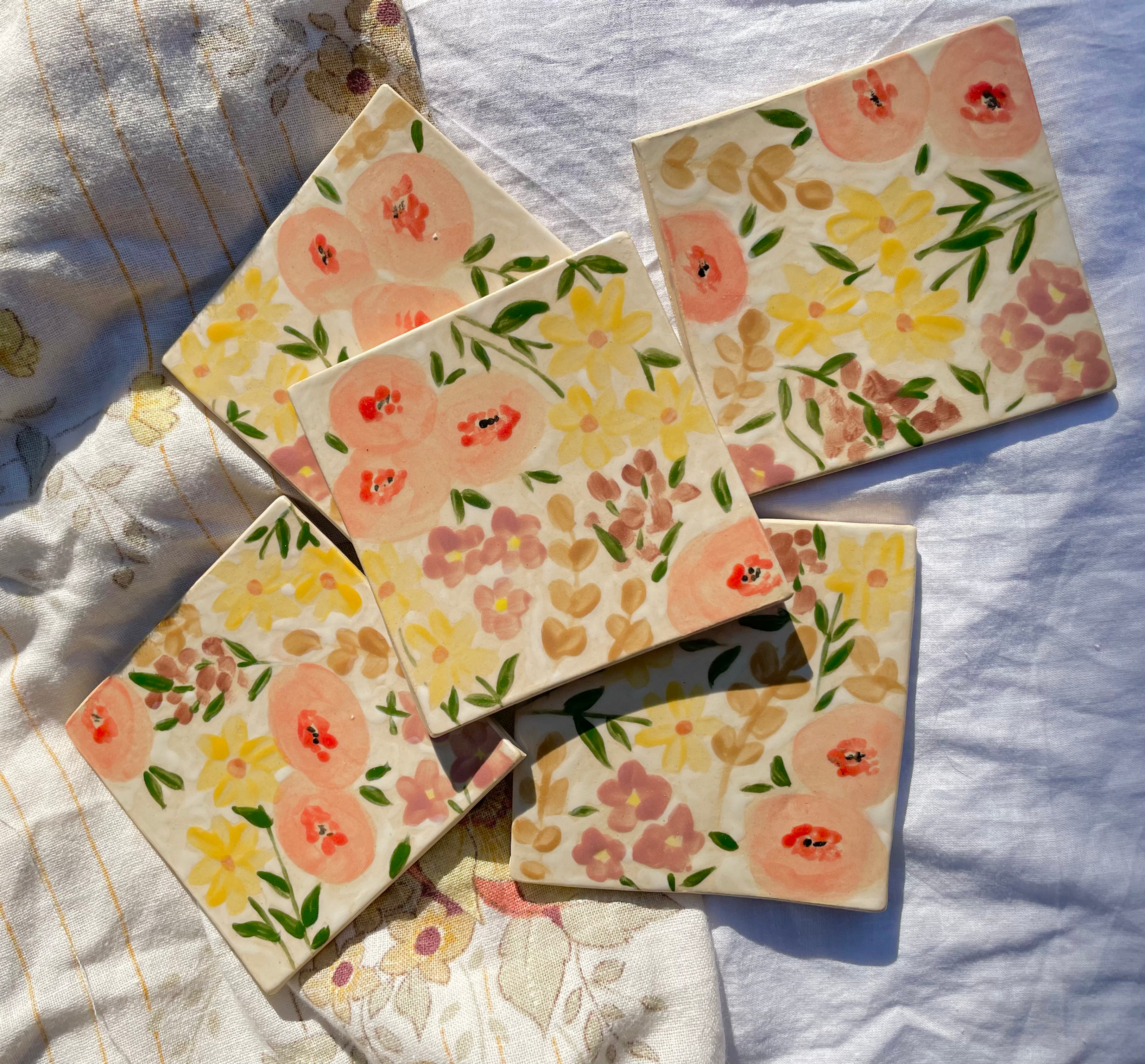 SPRING FLOWERS  coasters set