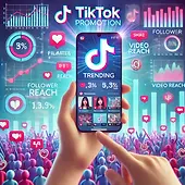 DALL·E 2024-09-18 11.26.10 - An image representing TikTok promotion, showing a person hold