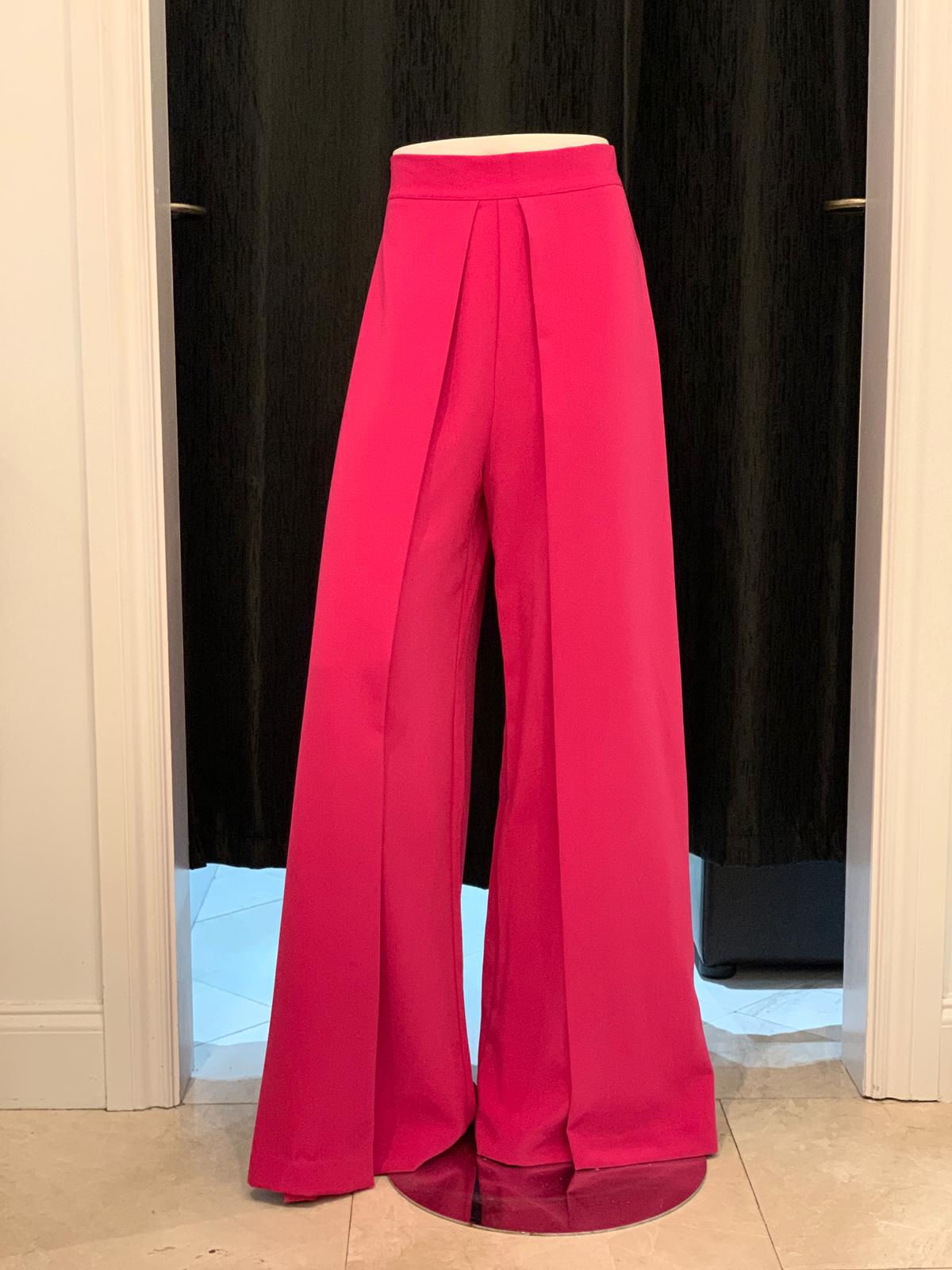 Front Wide Pleat Palazzo Pink Pants