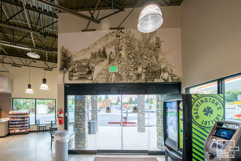 Interior photo of BJ's Food Mart, a convenience store and gas station located in Cashmere, Washington.