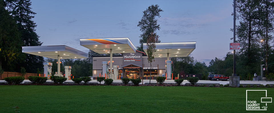 Street view photo of The Marketplace at Echo Falls , a convenience store and gas station located in Snohomish, Washington.