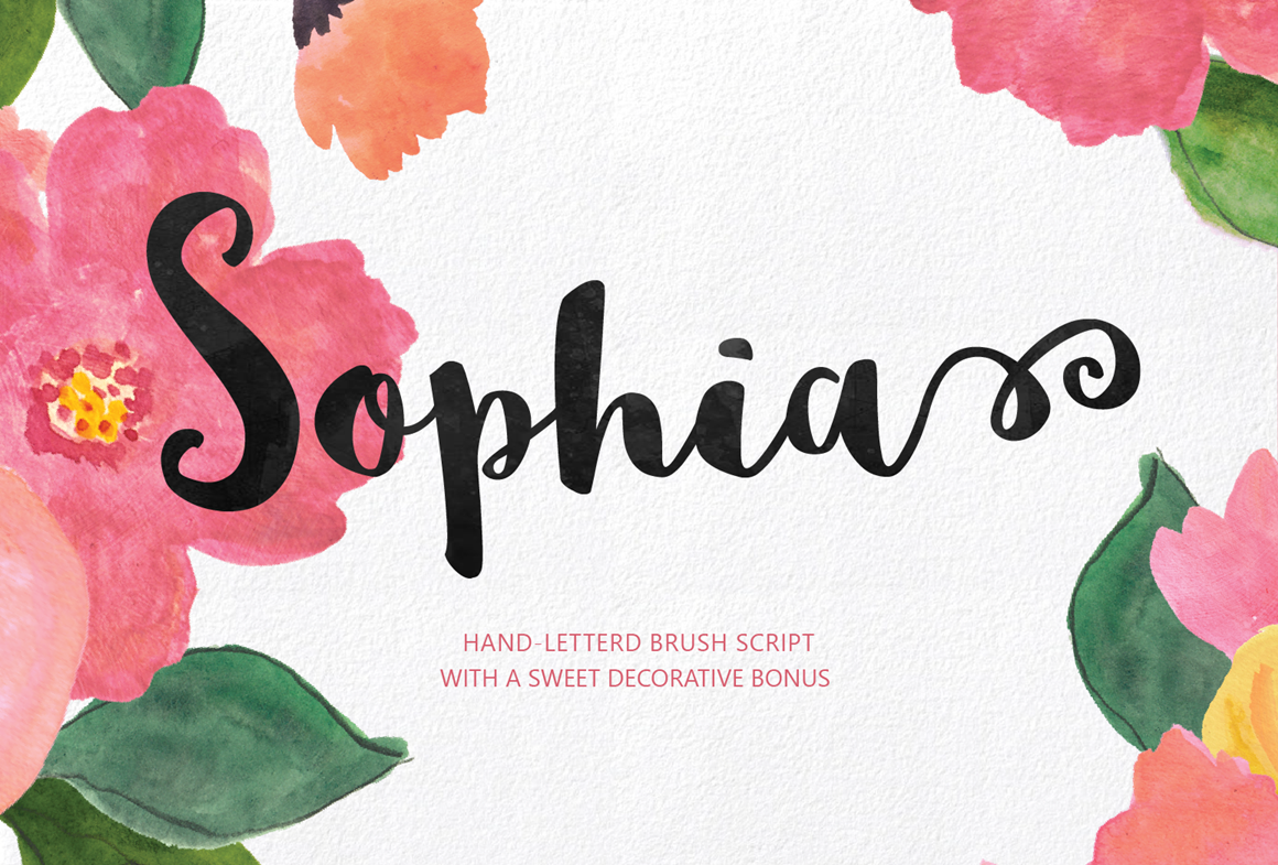 Emily Spadoni, Sophia Brush Script Font hand drawn hand lettered Fonts Download