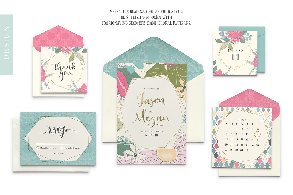 Thumbnail: Emily Spadoni Floral Pattern Download Pretty Stylish Wedding Stationery Design Set