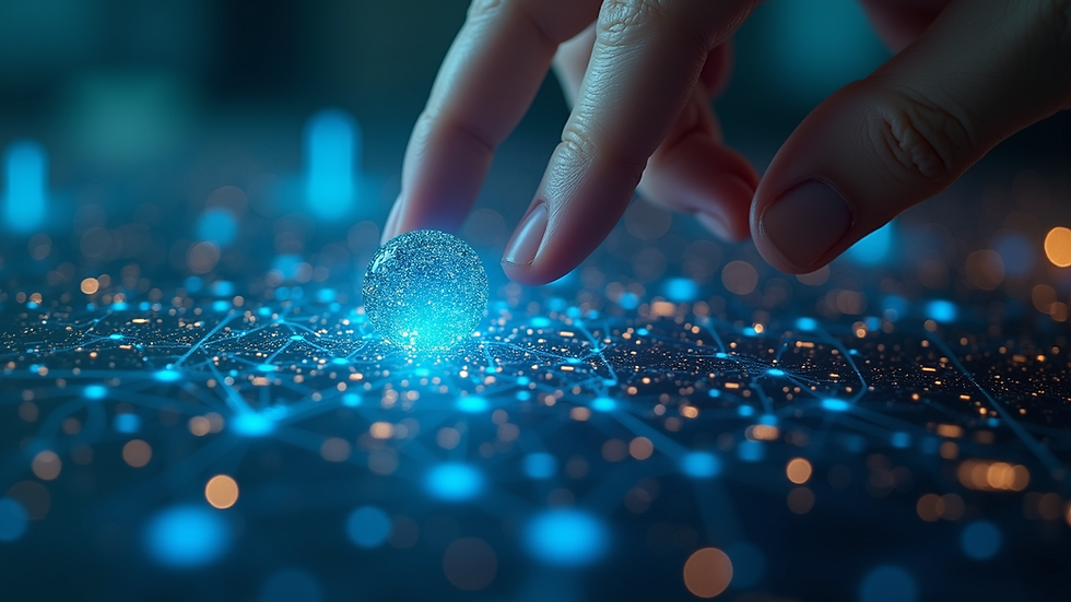 Close-up view of a digital blockchain network visualization