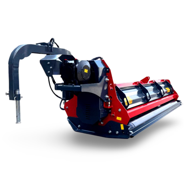 Agrifarm Hydra Pro. Trituradora agrícola con brazo hidráulico, rotor sobredimensionado y transmisión reforzada para trabajos duros.