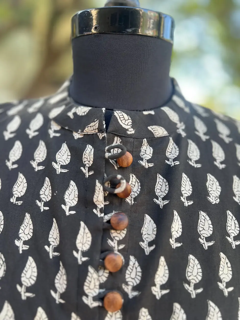 Thumbnail: Floral Block Print Cotton Summer Dress with Belt, Artisanal Robe