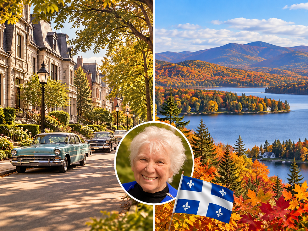 Allana with Pictures from the 60's and from now of Quebec