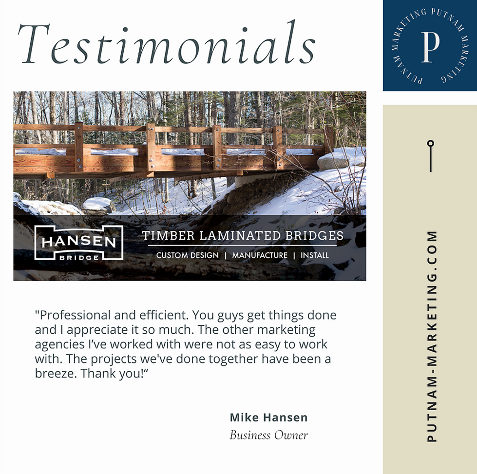 Hansen Bridge Testimonials | Social Media Management | Putnam Marketing