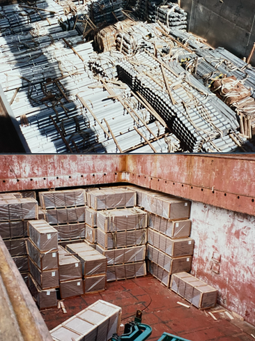 Stowing aluminium billets and discharging hardwood
