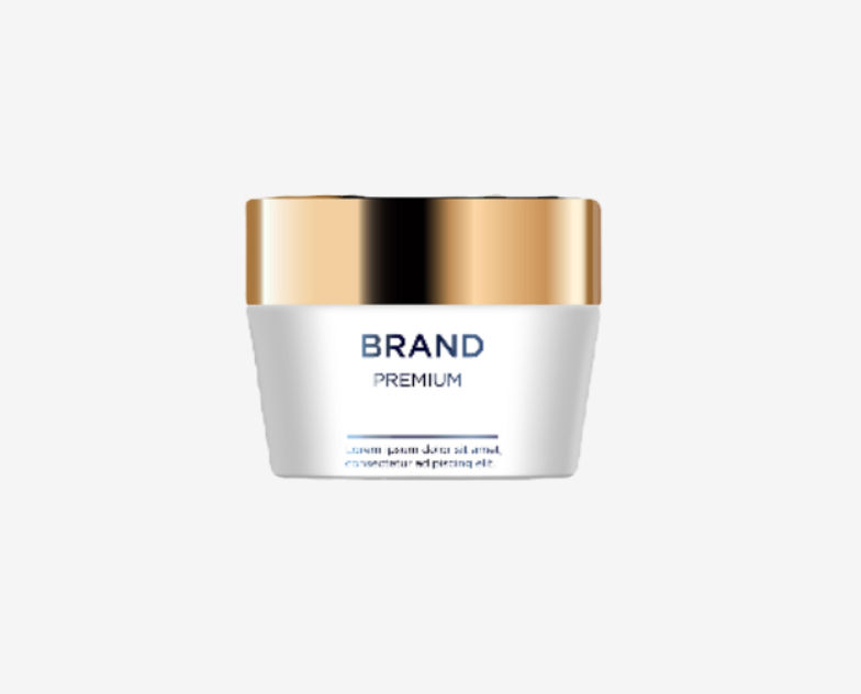 White cosmetic jar with gold lid, BRAND PREMIUM