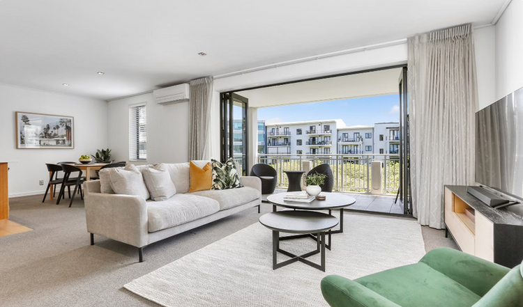 Airbnb fit-out by Kerri at The Parc Apartment for Urban Butler, creating a warm and stylish interior for short-term stays.