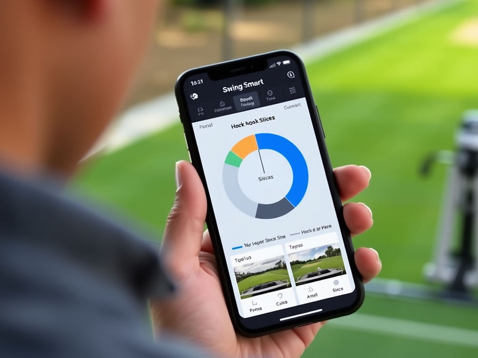 I want the image of someone looking at the Swing Smart coaching app that has a pie chart s
