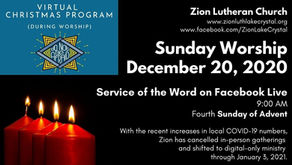 December 20 Online Resources for Worship