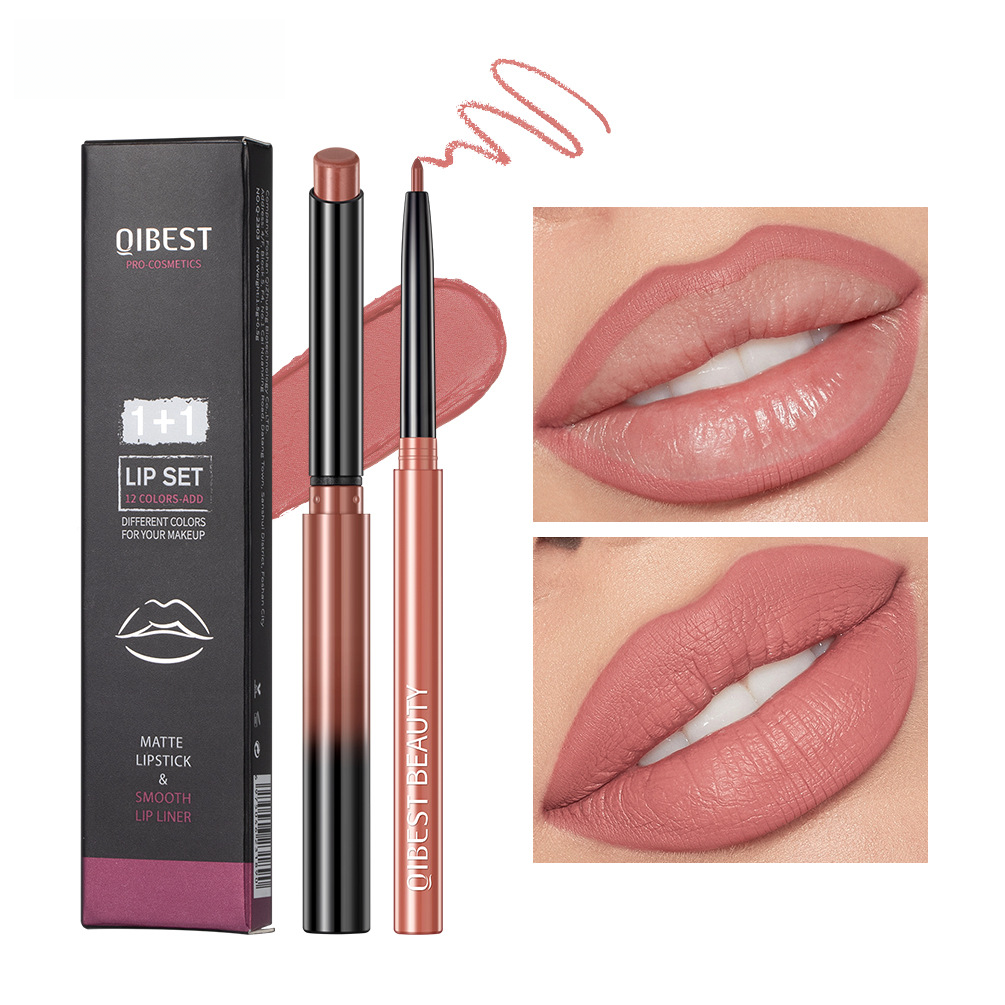 QIBEST Matte Waterproof Lip Liner Set in Nude Shades