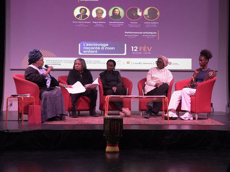 Marie-Denise Douyon participant au panel « L’esclavage raconté à mon enfant » dans le cadre de la Biennale des femmes artistes afrodescendantes.