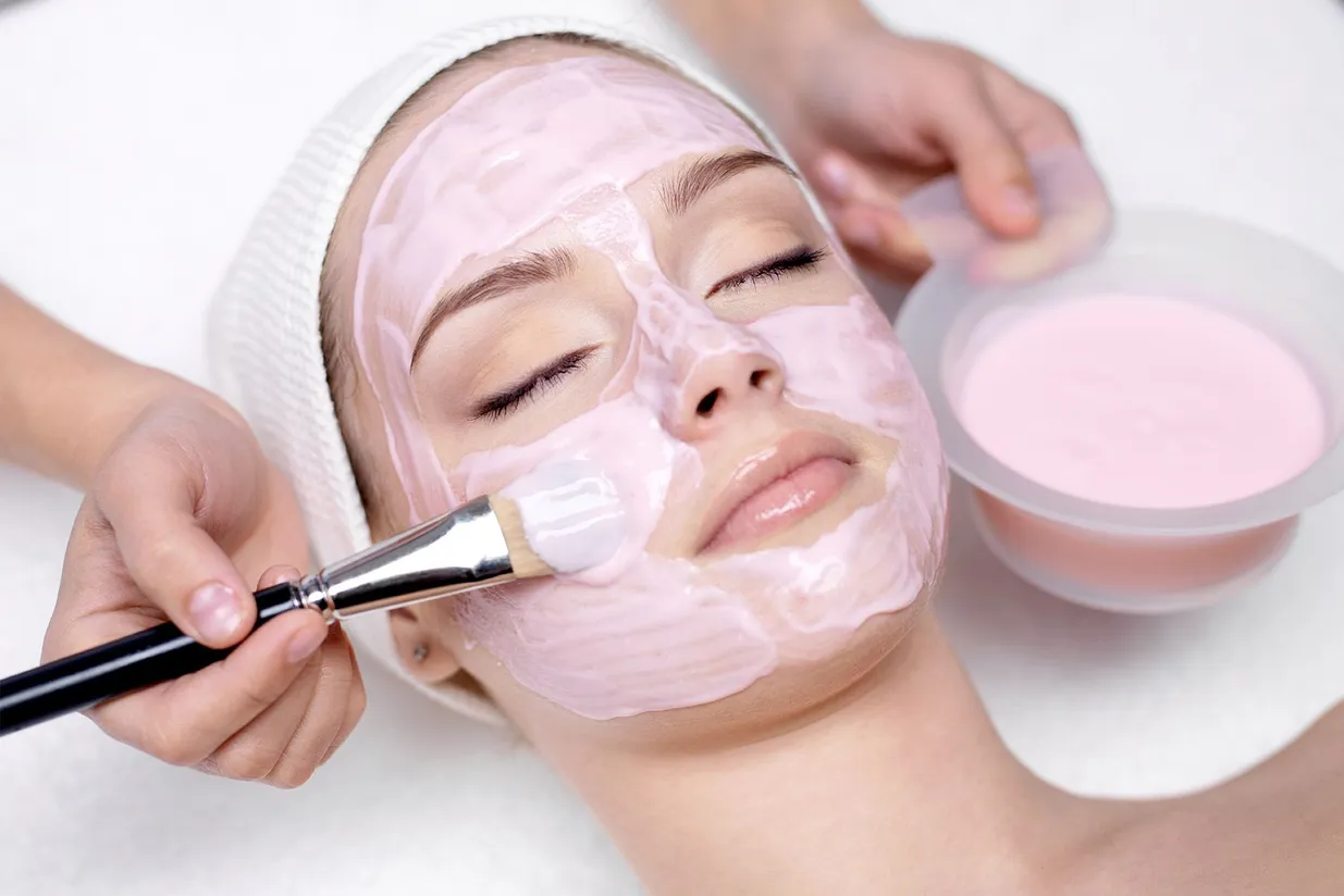 A women getting a facial