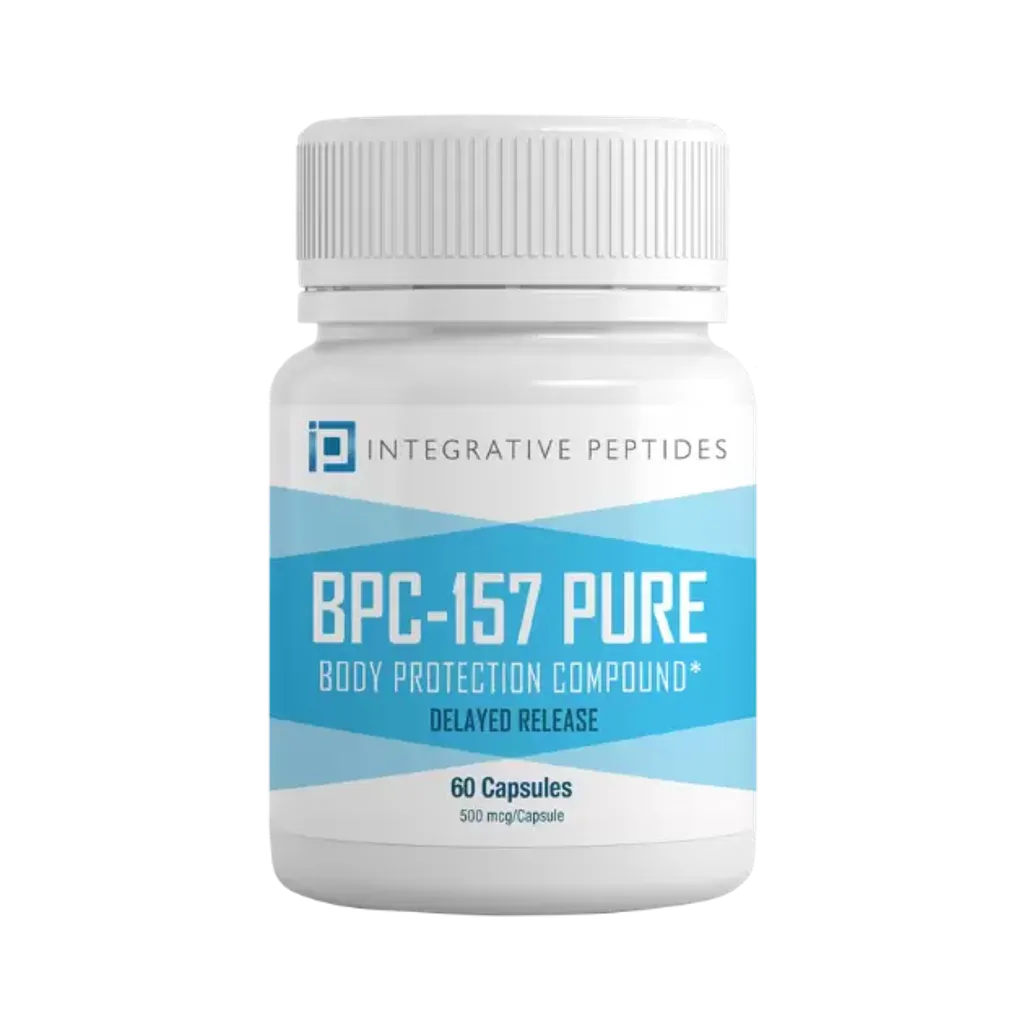 An image of a bottle of BPC-157 peptide hormone supplement