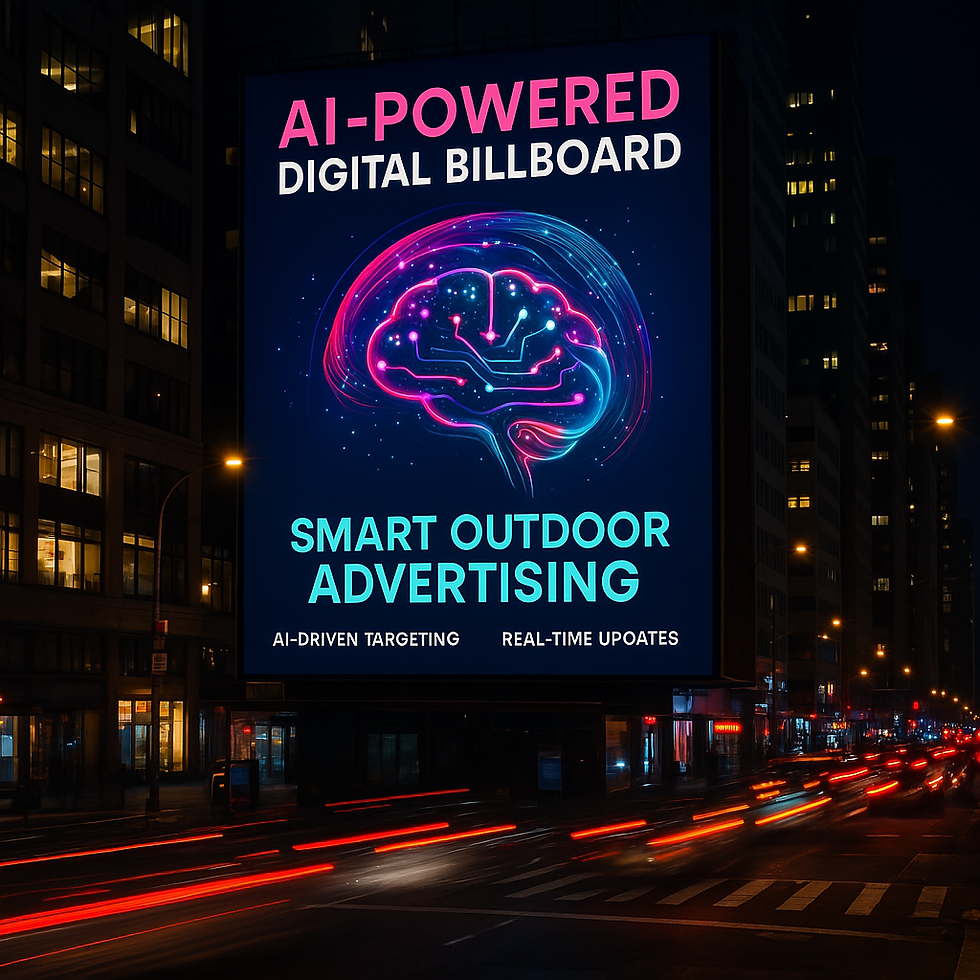AI-powered digital billboard in a busy Australian city, displaying dynamic content tailored to real-time audience data and environmental conditions.