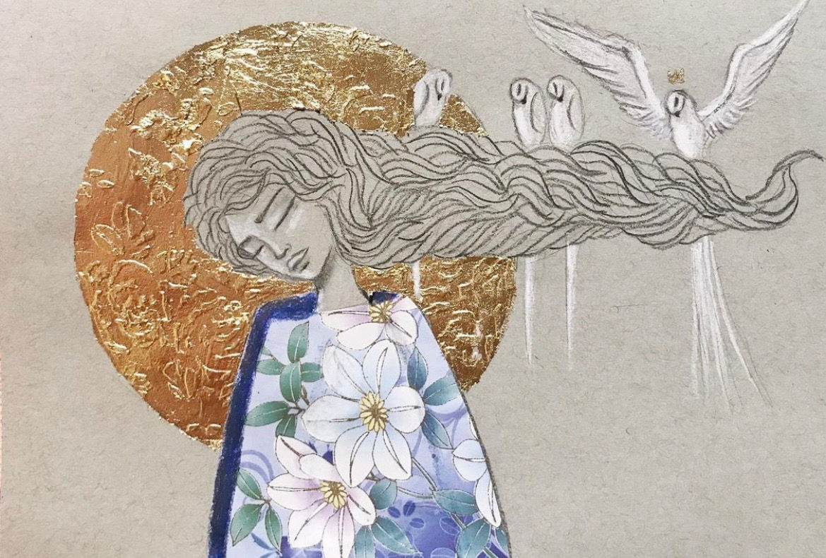 EMBELLISHED GICLEE PRINT - Where lovers meet