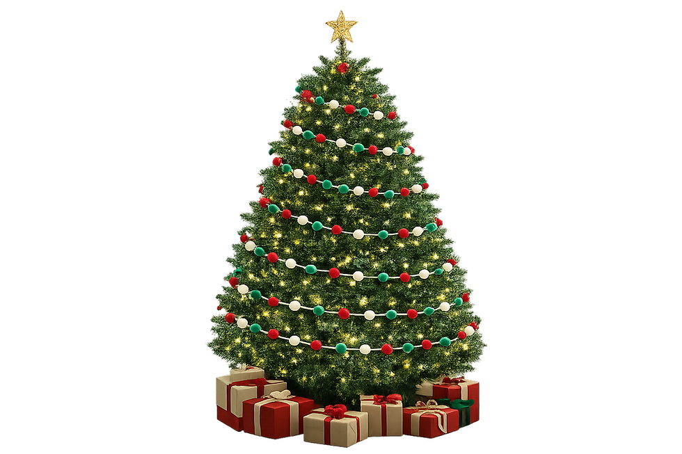 Miniatura: Varal de pompons para árvore de Natal