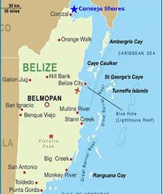 Consejo Shores, Corozal, Belize, Map of Belize