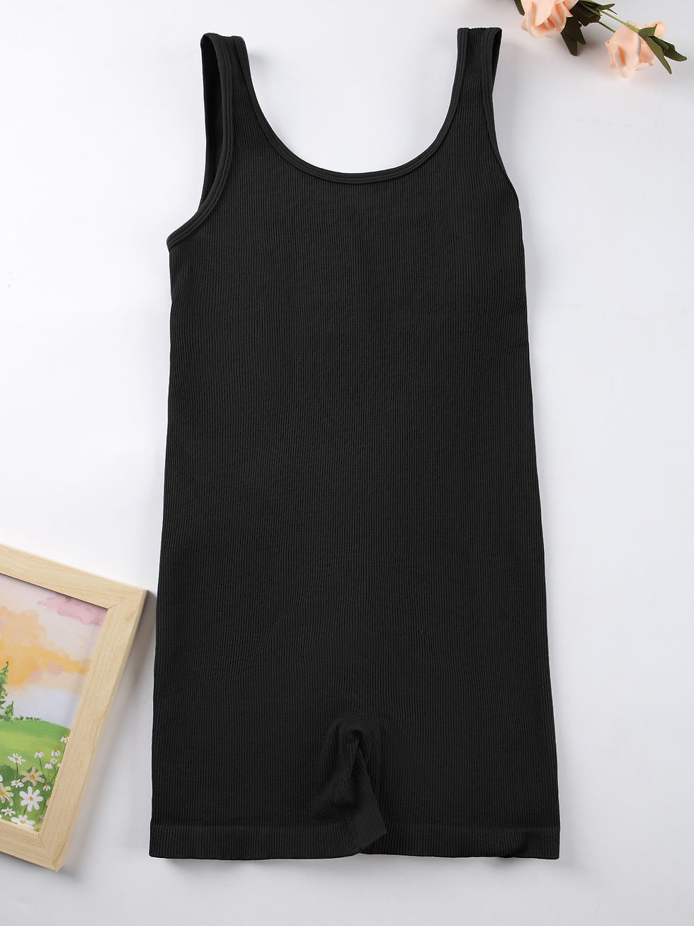 Thumbnail: 1PCS Backless Yoga Suit U Neck Sleeveless Sports Jumpsuit Solid Colour Threaded 