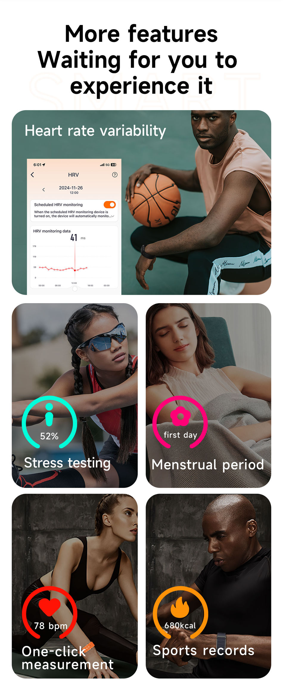 Thumbnail: New Sport Fitness Tracker Smart Bracelet Heart Rate Blood Pressure Monitor Pedom