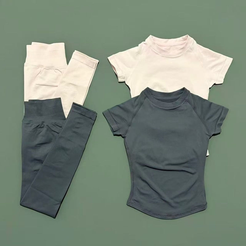 Thumbnail: 2 Pieces Sports Set Women Yoga Slim Fitness Active Top Suits Low Ribbed Band Gym