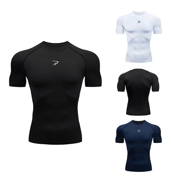 Thumbnail: Men Running Compression T-shirt Short Sleeve Sport Tees Gym Fitness Sportshirts 