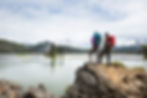 Hikers Overlooking Lake