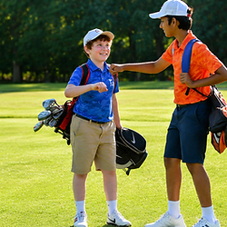 Junior golf teammates enjoying time together on the course at Royal St. Cloud Golf Links, showcasing friendship, inclusion, teamwork, and youth golf development.