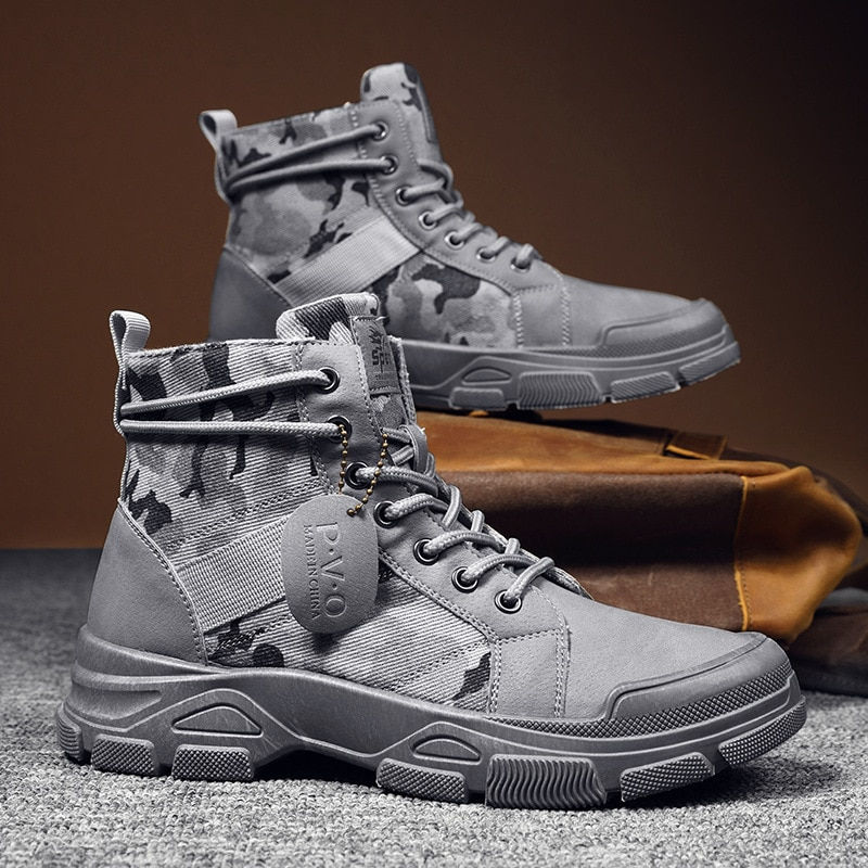 Thumbnail: New Military Boots for Men Camouflage Desert Boots High-top Sneakers Non-slip