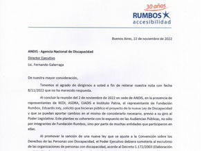 Nota enviada a ANDIS: Reiteramos el planteo de hacer público el proyecto de Ley de Discapacidad