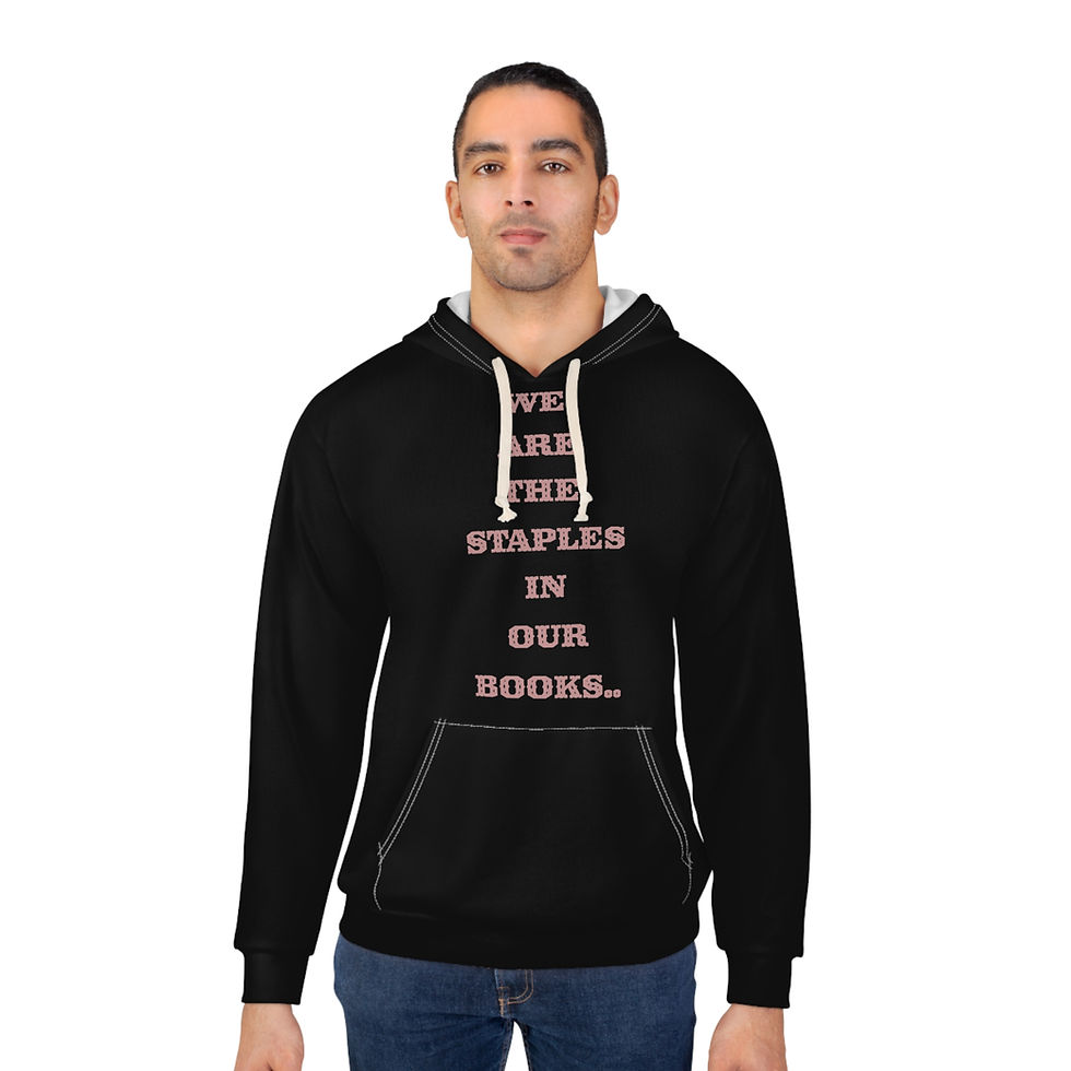Thumbnail: "We are the Staples in Our Books". Artistic Unisex Pullover Hoodie 