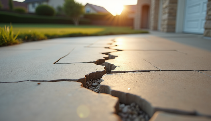 Eye-level view of cracked foundation wall with visible damage in a residential home