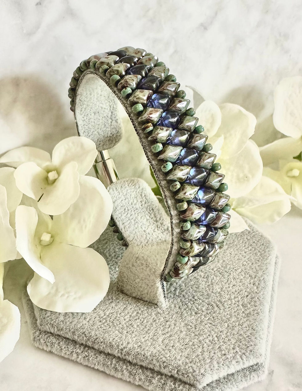 GemDuo Bracelet - Picasso Green & Transparent Blue