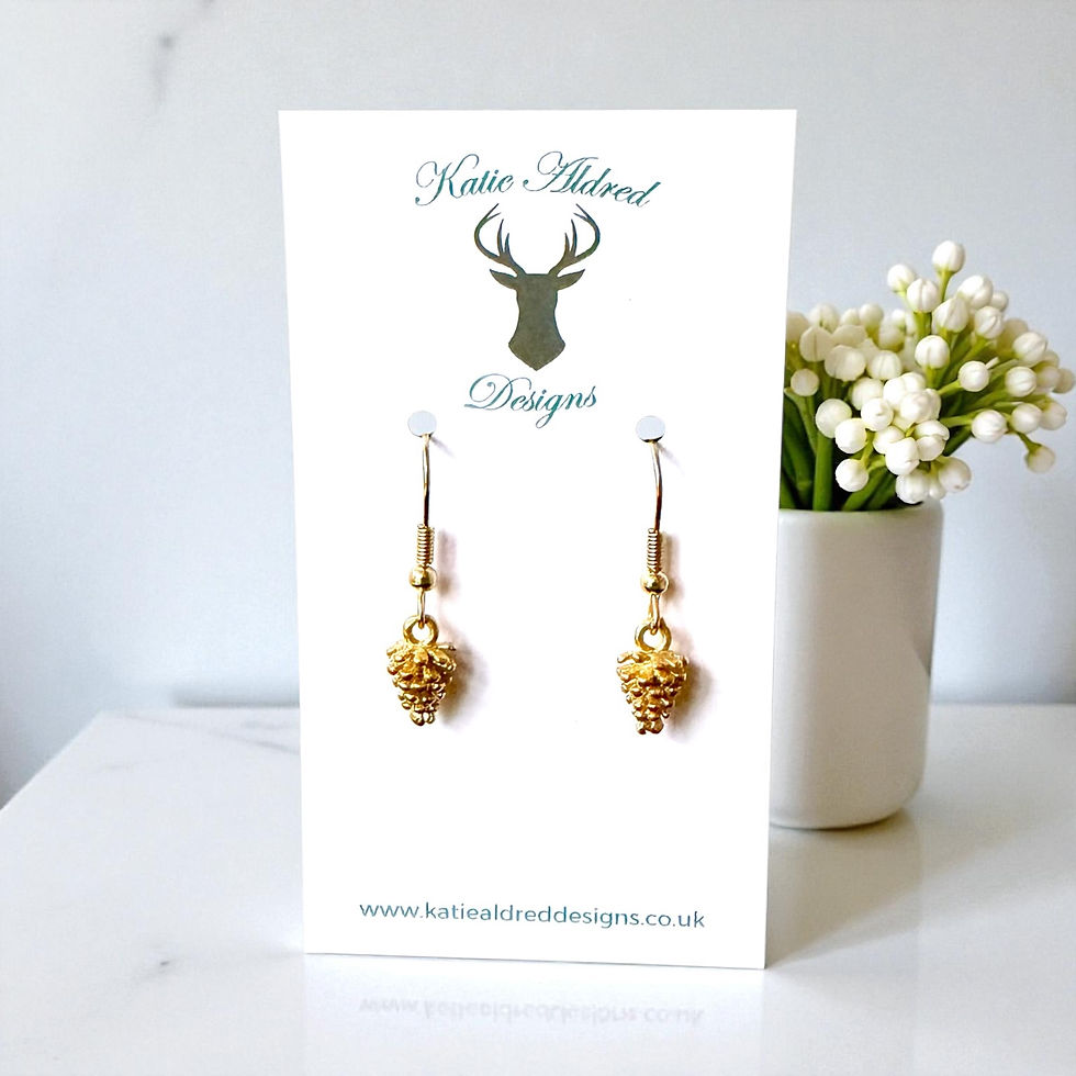 Charm Earrings - Gold Pine Cone