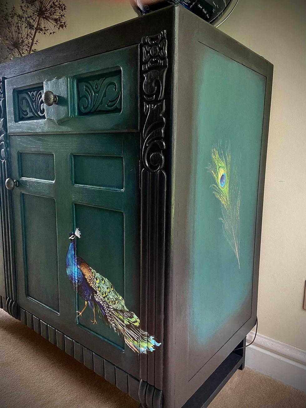 Hand Finished Wooden Sideboard - Peacock