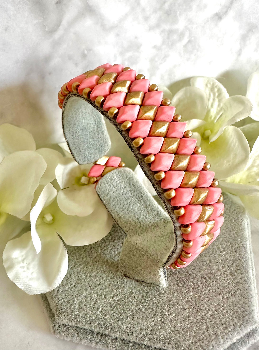 GemDuo Bracelet - Coral & Gold