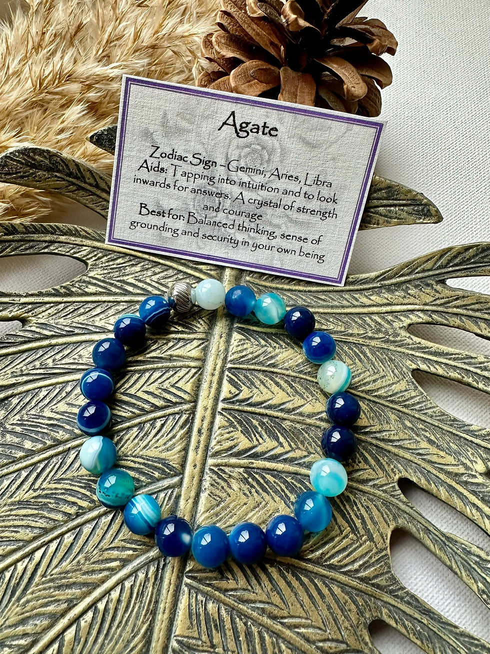 Blue stripe agate handmade elastic bracelet