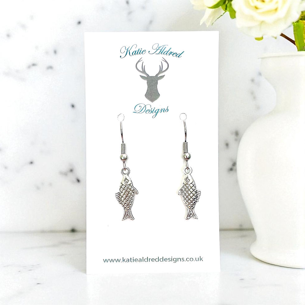 Charm Earrings - Silver Fish
