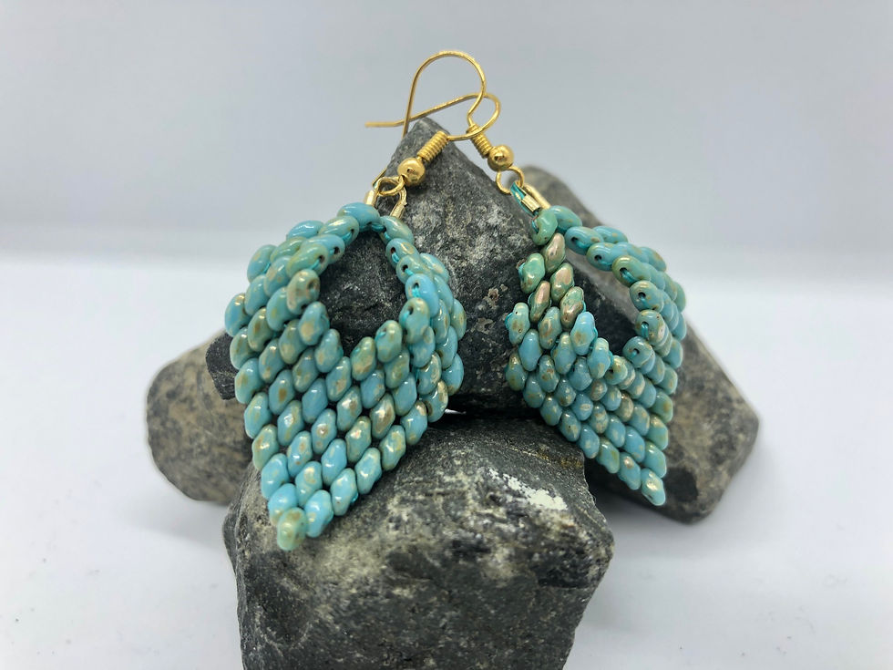 Leaf Drop Earrings - Picasso Blue