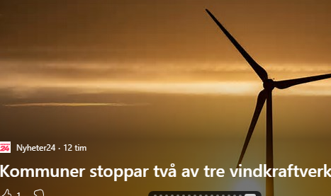 Svenska kommuner stoppade 66% av vindkraftsplanerna