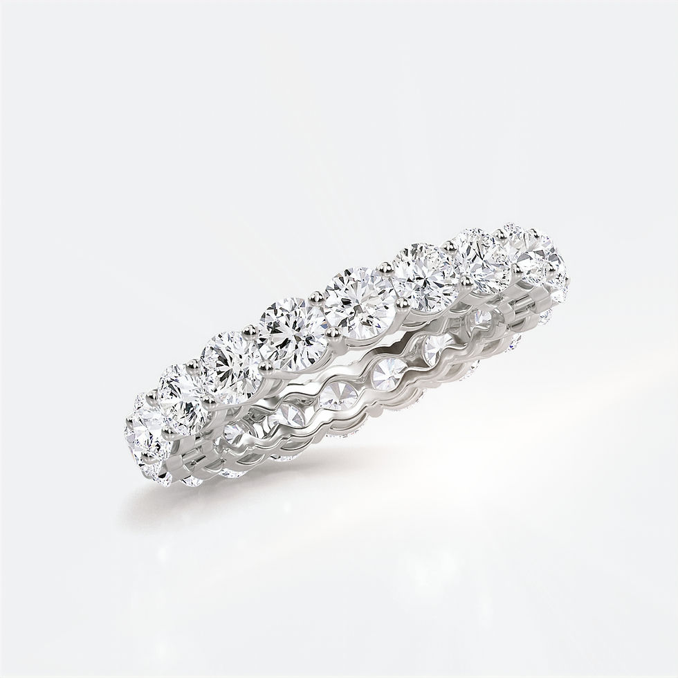 Thumbnail: I Cry Diamonds ICD Round Cut Lab Diamond Full Eternity Ring in 14k White Gold VS+ F+ Side View