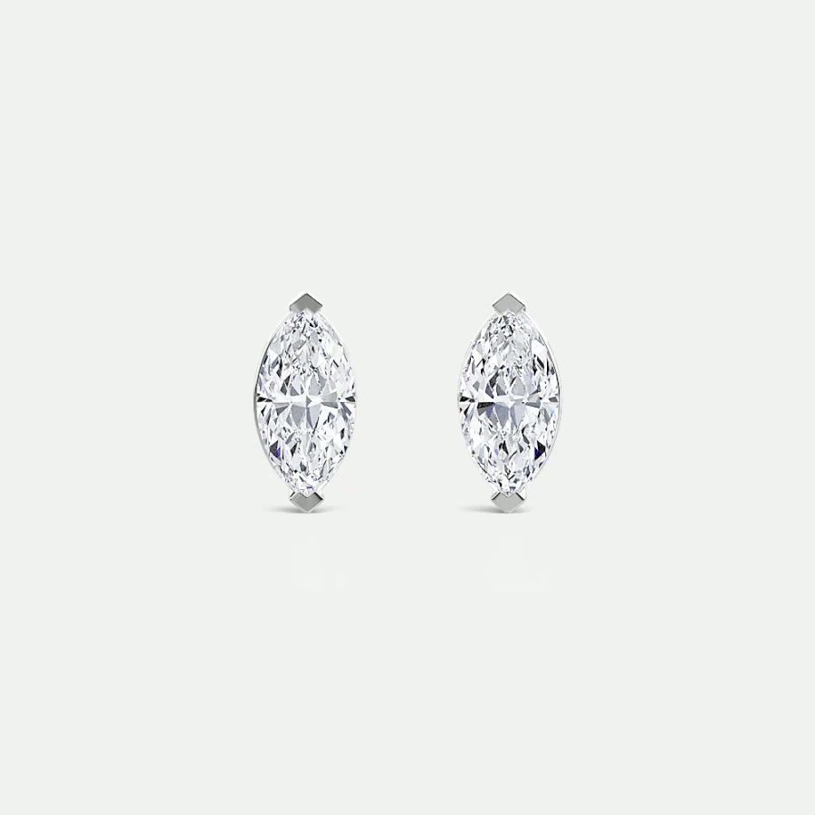 Thumbnail: I Cry Diamonds ICD Marquise Cut Lab Diamond Stud Earrings in 14k White Gold VS+ Colour F+ Video