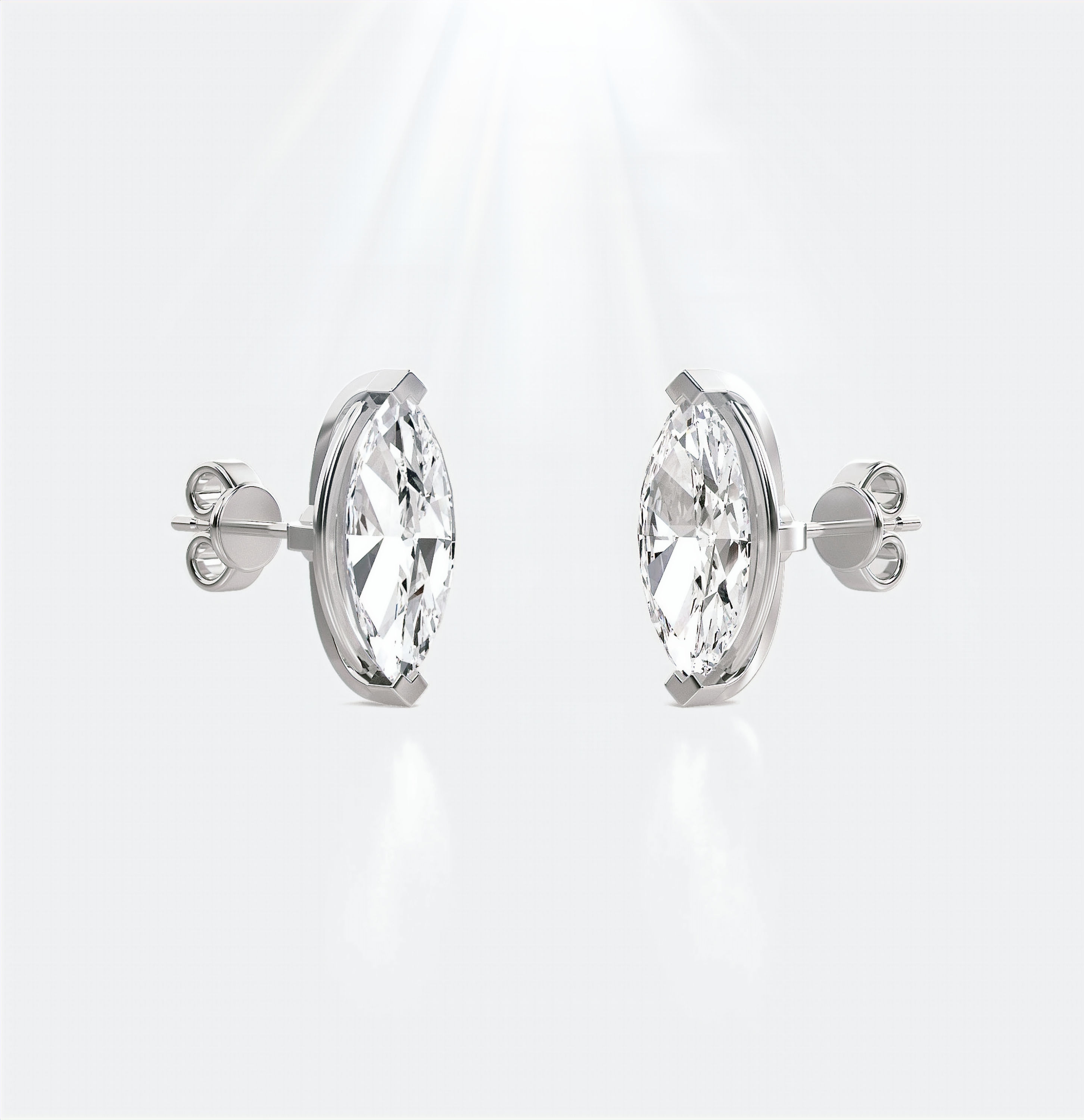 I Cry Diamonds ICD Marquise Cut Lab Diamond Stud Earrings in 14k White Gold VS+ Colour F+