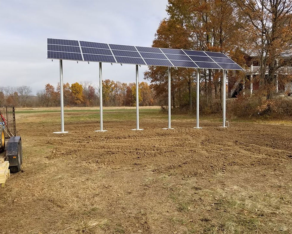 Soliar panels installed with helical piles