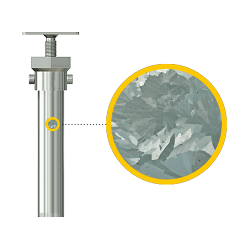 Illustration showing GoliathTech Utah Helical Pile is made of galvanized steel
