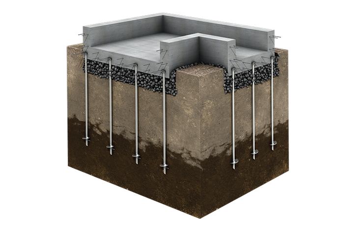 Home foundation using helical screw piles