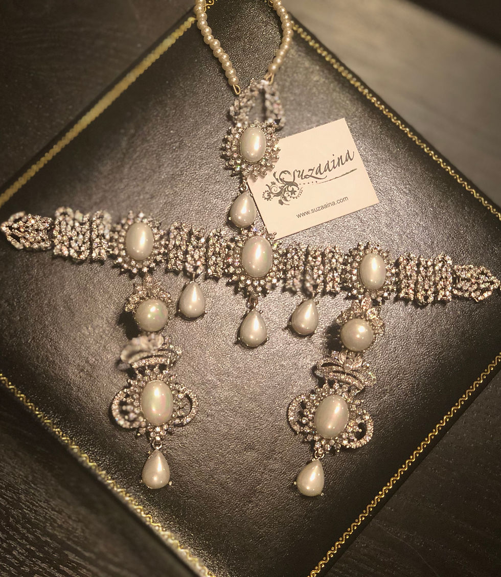 Thumbnail: Umrao Rhodium Plated Choker Bridal Set